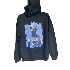 Naruto Shippuden Naruto HaTake Kakashi 20th Anniversary Black Hoodie Sz M